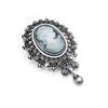 Image 3 : Elegant Silhouetted Gray Semi Precious Cameo Brooch
