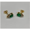 Image 1 : Ladies Green Agate And Crystal Tear-Drop Cut 18 KGP Earrings