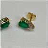 Image 2 : Ladies Green Agate And Crystal Tear-Drop Cut 18 KGP Earrings