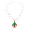 Image 3 : Beautiful Carved Jade Stone Surrounded in Semi-Precious Stones and Nested in Plated