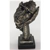 Image 1 : Surreal Floating Mask Resting Thinking Thinker Cold Cast Metallic Resin Sculpture 13.5" x 6"
