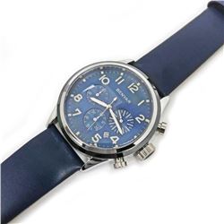 Mens Black Dial Benyar Watch On Genuine Leather Blue Band