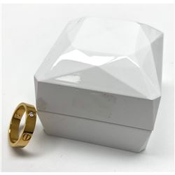 Ladies Silver Gold Banded Mounted Rhinestone Wedding Band Ring