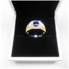 Image 1 : Size 10 Mark S925 Gold Plated Black Stone Mens Ring With LED Ring Box