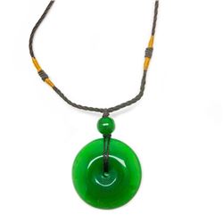 Asian Hand Green Jade Pendant Paired With Rope Necklace