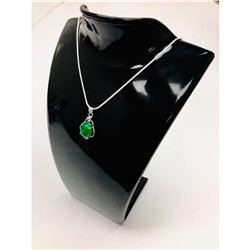 Unique 925 Silver Green Jade Pendant Paired With Sterling Silver 925 Necklace