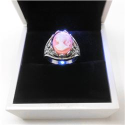 Pink & SIlver Ladies Size7 Cameo Ring
