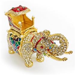 Faberge Elephant Trinket & Jewelry Box Made Crystal Bejeweled Figurine Ring Box