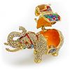 Image 2 : Faberge Elephant Trinket & Jewelry Box Made Crystal Bejeweled Figurine Ring Box