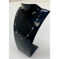 Ladies Blue Akoya Pearl and Chain Mail Necklace