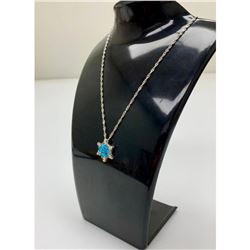 Ladies Blue Semi-precious gemstone Snowflake Necklace