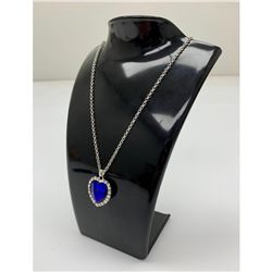 Ladies Midnight Blue Semi-precious Gemstone Heart Necklace