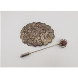 Pair Of Ladies Sterling Silver Pin Brooches