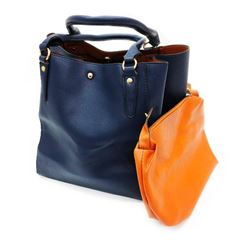 Blue Genuine Leather Stitched Designer Made Designed Purse