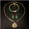 Image 2 : Green Jade Dragon Phoenix Necklace Earrings & Bracelet Set