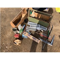 WOODEN TOOLBOXES W/ VENTS, SAWS, NAILS, ETC.