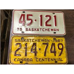 2 VINTAGE LICENCE PLATES