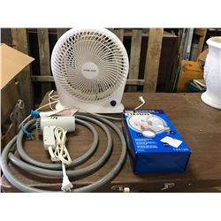 A FAN+NATURAL GAS HOSE+VINTAGE HAIR DRYER+ARTMINDS 3IN1 HOBBY MAGNIFIER WITH LED