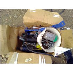 BOX OF GREASE GUNS AND SCREWS