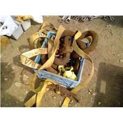CRATE OF ROPES, STRAPS, AND CHAIN