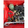 Image 4 : RED TUB OF MISC. - SOCKETS, WRENCHES, AND SAW