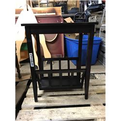 DARK BROWN SIDE TABLE WITH BOOK RACK