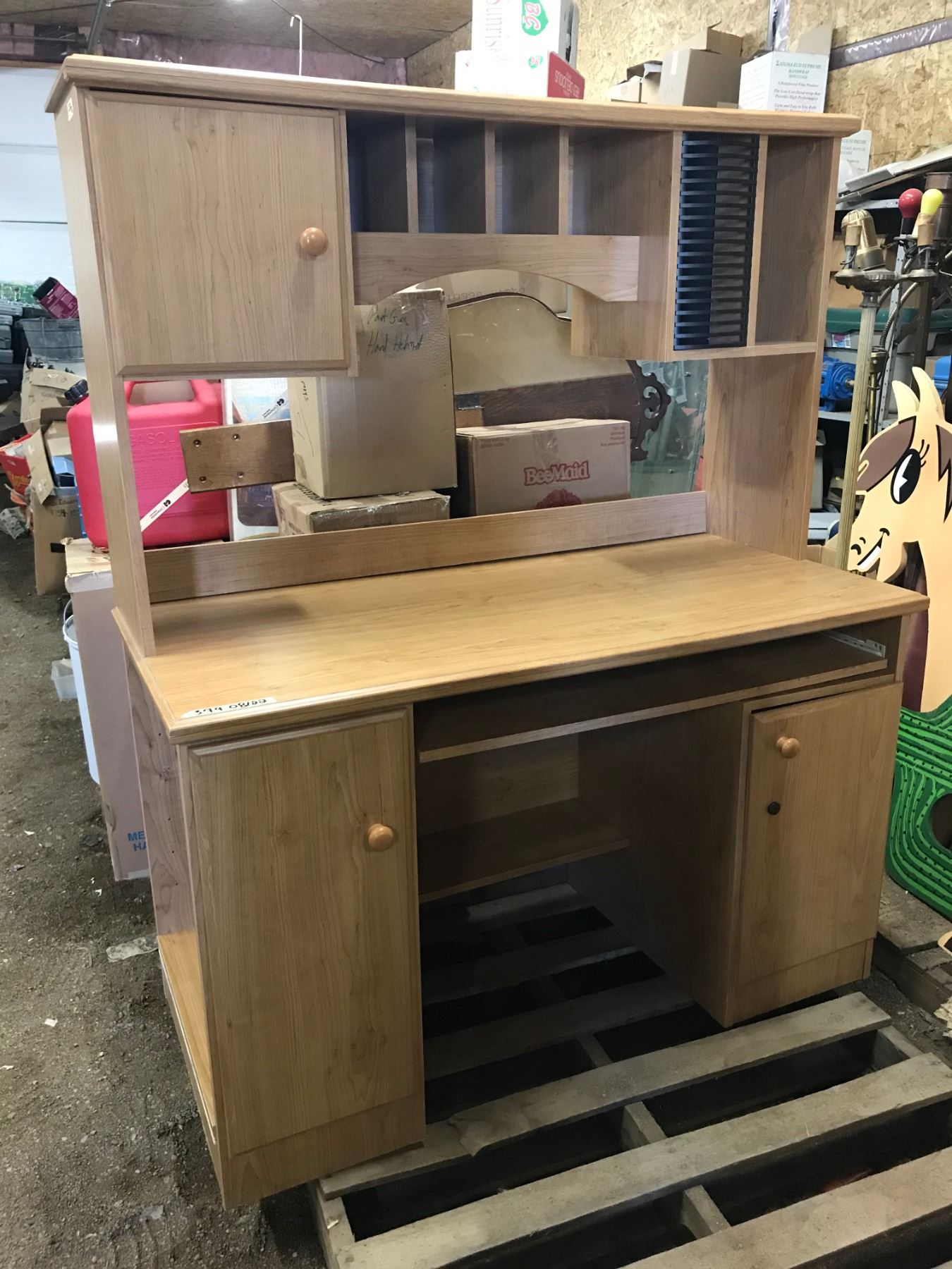 LIGHT BROWN STACKABLE DESK LOTS OF STORAGE