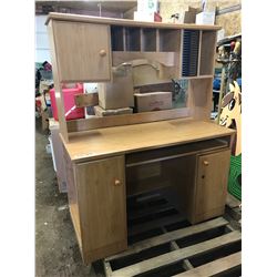 LIGHT BROWN STACKABLE DESK LOTS OF STORAGE