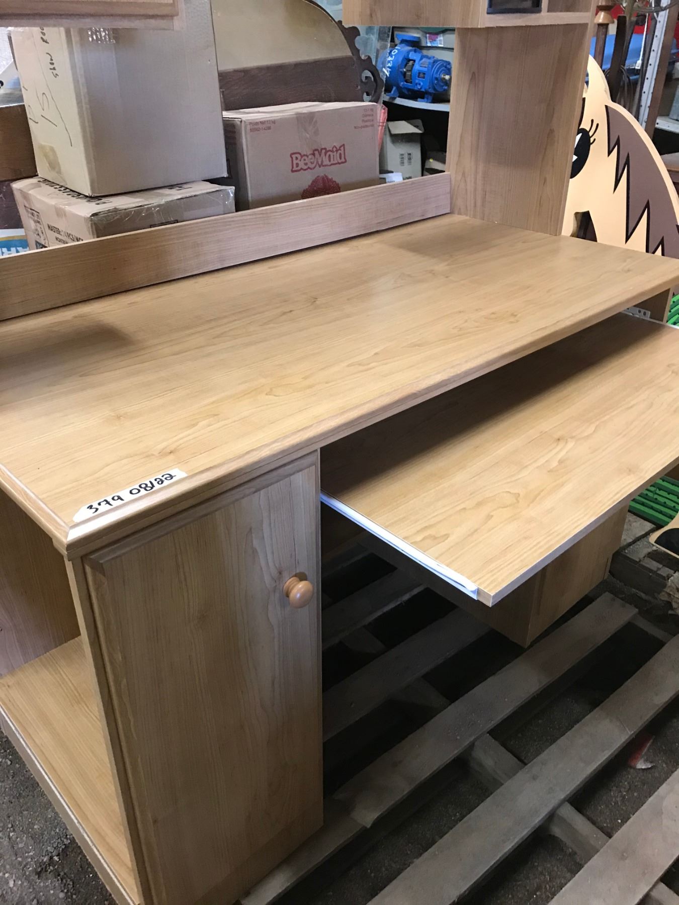 LIGHT BROWN STACKABLE DESK LOTS OF STORAGE
