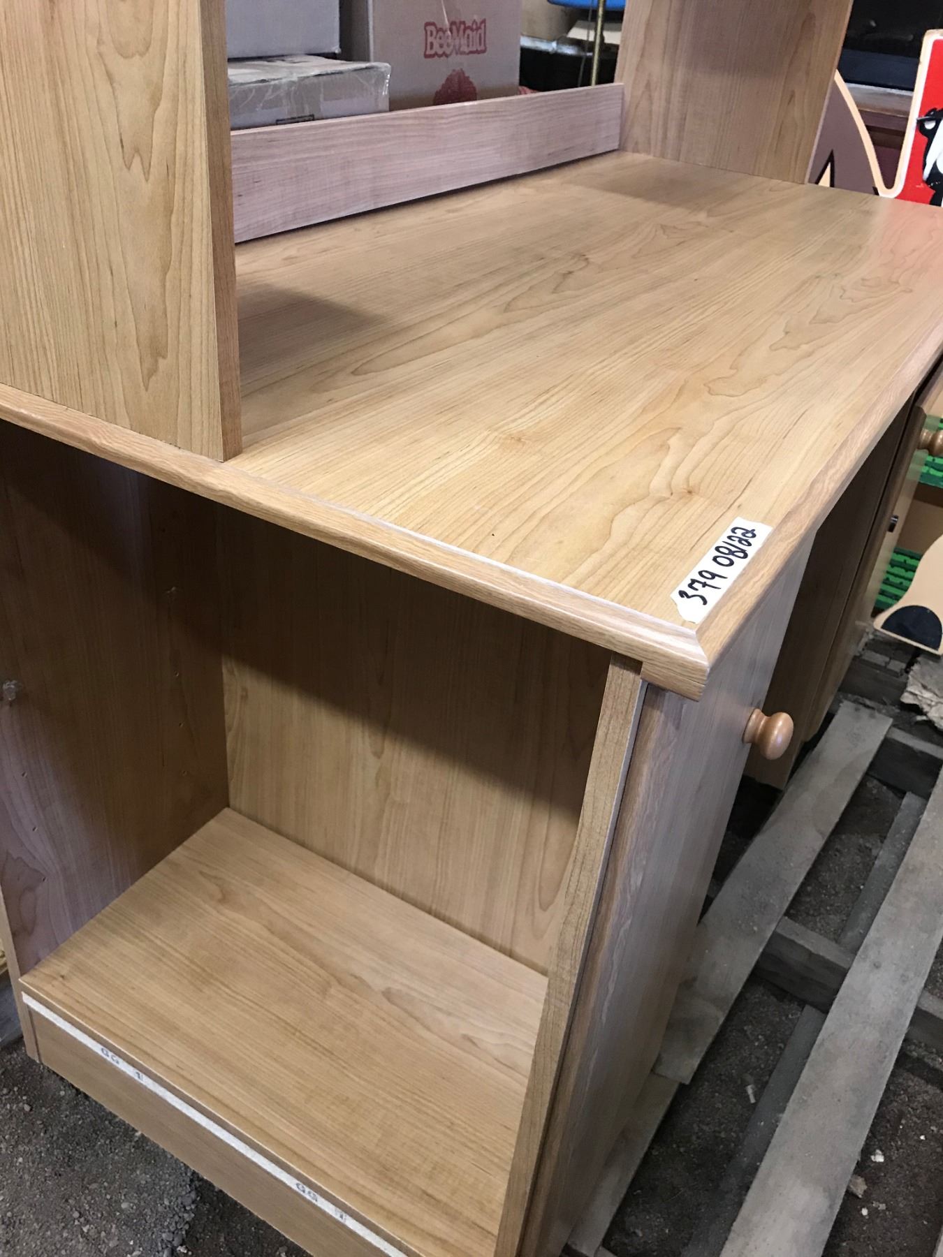 LIGHT BROWN STACKABLE DESK LOTS OF STORAGE