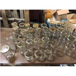3 SMALL MASON JARS + 34 LARGE MASON JARS