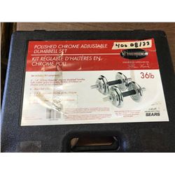 POLISHED CROME ADJUSTABLE DUMBBELL SET 36LBS