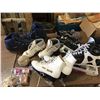 Image 1 : 2 PAIR OF SHOES+MEN SKATES SZ:12 FIGURE SKATES SZ:7+ SOFTBALL+SKI BOOTS