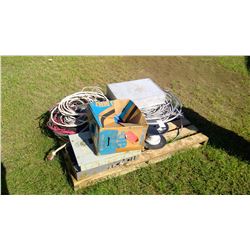 PALLET OF ELECTRICAL WIRING, 3 PANEL BOXES AND ASST.