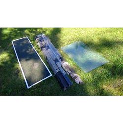 WINDOW FRAMING LOT, ALUMINUM FRAMES, SCREEN