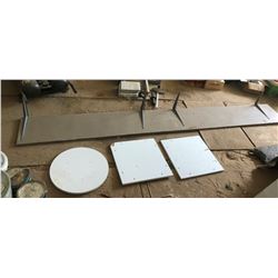 SHELF AND 3 PIECES OF PRESSED WOOD