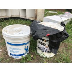 1 PAIL OF PAINT AND 1 PAIL OF STUCCO