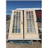 Image 1 : ONE WOODEN FRENCH DOOR FRAME 7FT LENGTH APROX 6FT WIDTH C/W TWO DOORS-TRIPLE GLAZE