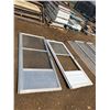 Image 1 : TWO WHITE BANGED UP DOOR SCREENS 7FT LENGTH APROX 6FT WIDTH