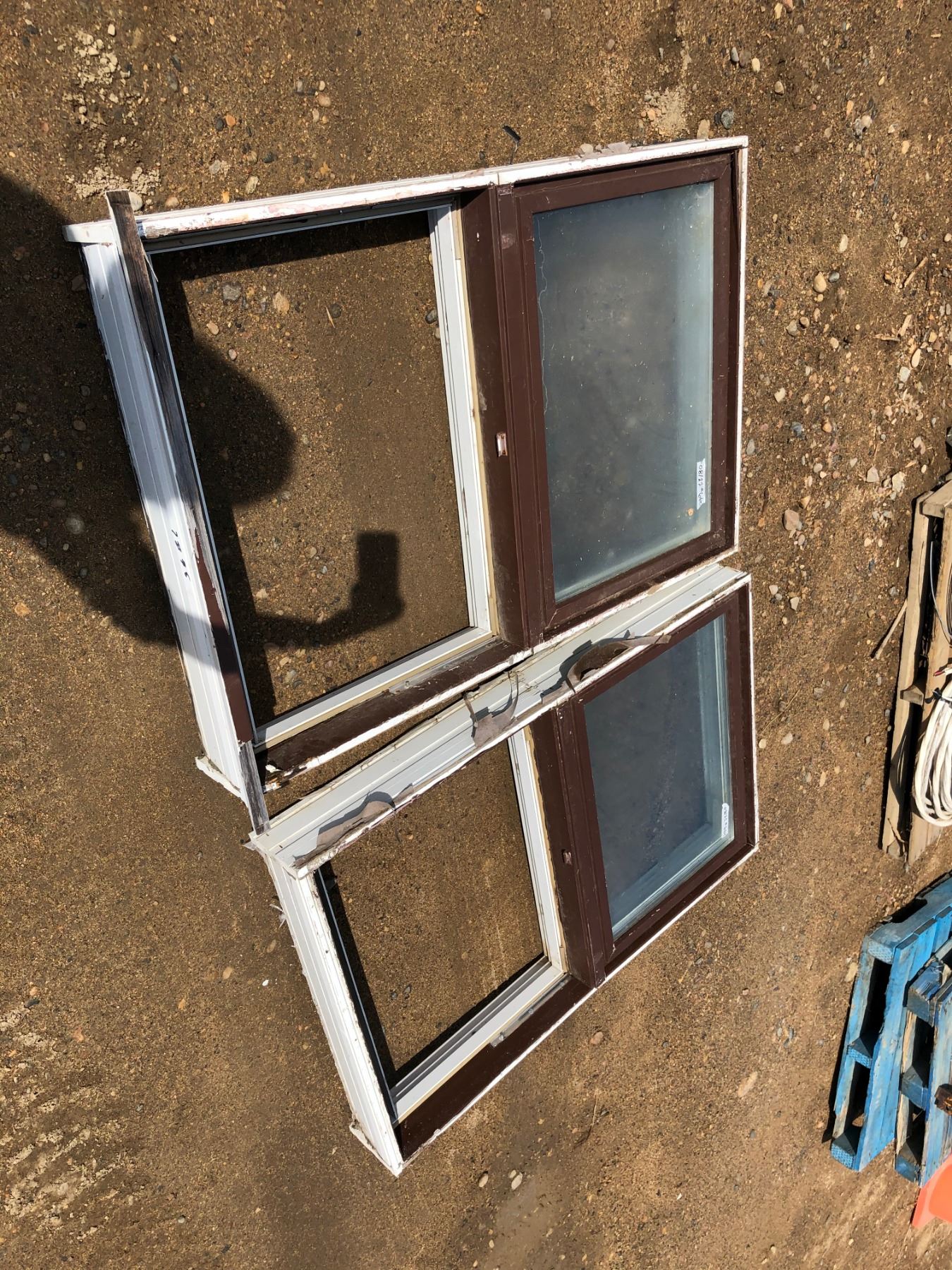 TWO WINDOWS/FRAME WEATHERED 4FT 2FT 7 1/2IN-TRIPLE GLAZE - Schmalz Auctions