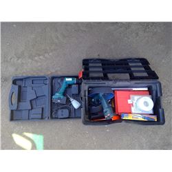 18V ELECTRIC DRILL AND TOOLBOX OF MISC.
