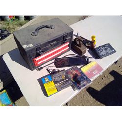 TOOLBOX FULL OF TOOLS, PLANERS, ETC.