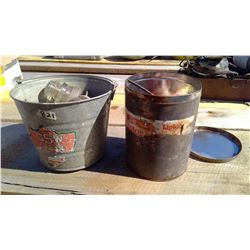TWO METAL PAILS OLD ODS/ENDS