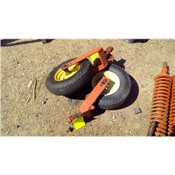 TWO TRACTOR TIRES ORANGE