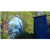 Image 1 : TWO BLUE OUTHOUSES NEVER USED ONE WILL NEED SLIGHT REPAIR