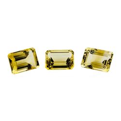 21.24 ctw.Natural Emerald Cut Citrine Quartz Parcel of Three