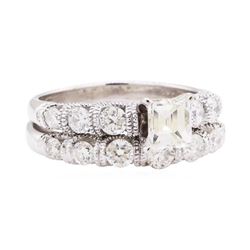 1.68 ctw Diamond Ring And Attached Band - 14KT White Gold