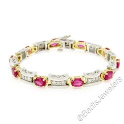 14kt White and Yellow Gold 10.60 ctw Pink Tourmaline and Diamond Statement Brace