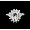 Image 2 : 2.81 ctw Aquamarine and Diamond Ring - 14KT White Gold