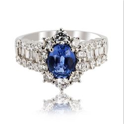 1.38 ctw EXTREMELY RARE UNHEATED VIOLETISH BLUE SAPPHIRE and 1.96 ctw Diamond Pl